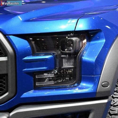 2Pcs Car Headlight Protective Film Headlamp Restoration Transparent Black TPU Sticker For Ford F150 2015-2020 Raptor Accessories