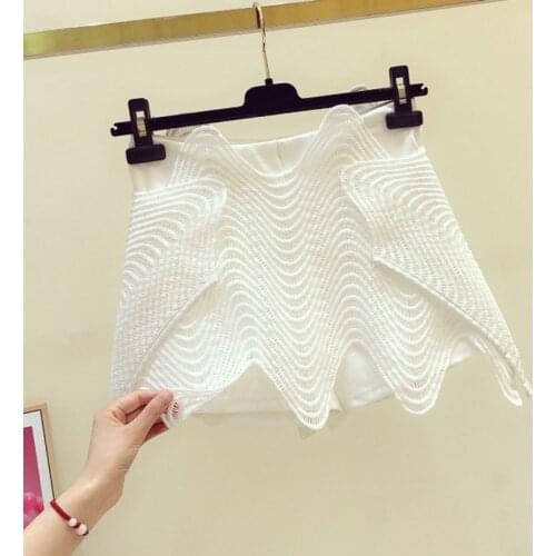 Woman Shorts Skirts INS Super Fashion All-match High Waist Elastic Slimming Hollow Embroidery Irregular Summer New Shorts