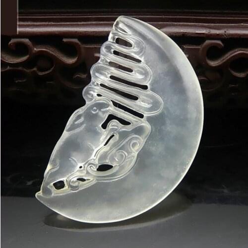 FYJS Unique Classic Style Crescent Moon and Lovely Rabbit Pendant for Women White Agates Jewelry