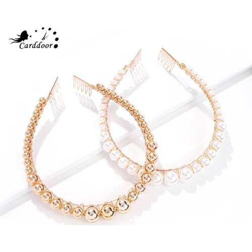 Carddoor Bohemian Hairband Pearl HeadBand Girls Hair Accessories For Women Wedding Party Bridal Hair Hoop Korean Jewelry Gift