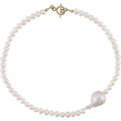 Luxury Baroque Pearl Necklace Handmade Classic Women High Quality Choker White Nature Freshwater Pearl Chic Short Choker