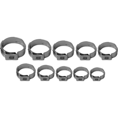 10pcs Single Ear Stainless Steel Hydraulic Hose Clamps Fuel Air Water Pipe O Clips Car Styling Auto Accessories