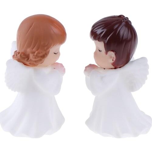 2Pcs Angels Figurines Miniature Well Workmanship Odorless Sculpture Ornament For Desktop Car Garden Cake Decoration
