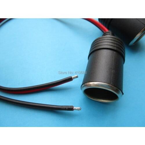 30 Pcs Car Charger Female Jacke 1 Channel Cigarette Adapter Connector Cable 30cm