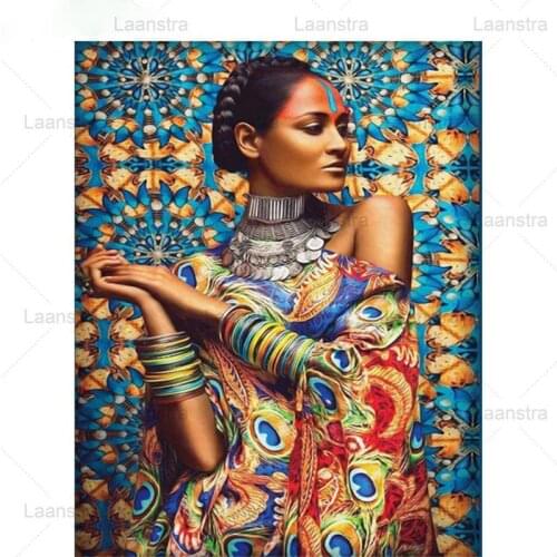 5D DIY Diamond Painting African Woman Full Drill Mosaic Picture of Rhinestone Diamond Embroidery Color Abstract Pattern Wall Art
