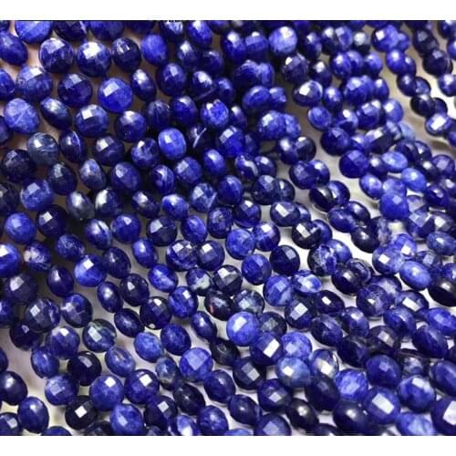 AAA LOOSE BEADS Sapphire blue coin faceted 6*4mm Wholesale for DIY jewelry necklace 36cm
