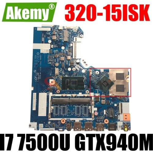 Akemy DG421 DG521 DG721 NM-B242 For Lenovo 320-15IKB 320-15ISK Notebook Motherboard CPU I7 7500U GPU GTX940M DDR4 100% Test Work