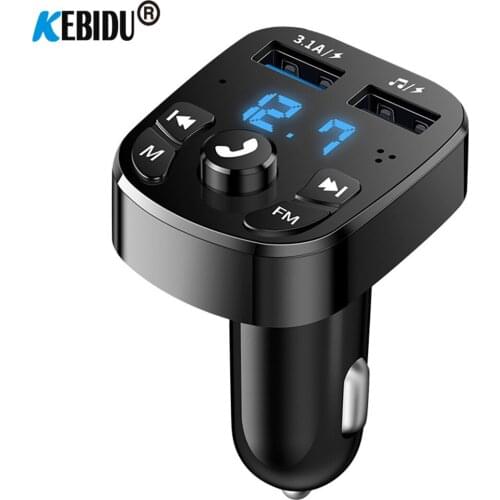KEBIDU Bluetooth Car FM Transmitter MP3 Player Handsfree Wireless Car Kit Support U disk AUX 3.1A Dual USB Charger LED Display