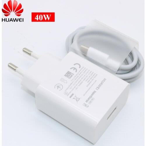 Huawei 40W SuperCharge EU/US/UK Quick Charger 10V/4A Adapter 5A Type-C Cable For P30 P40 Pro Mate 20 30 RS Pro Honor 20 30 V30 9
