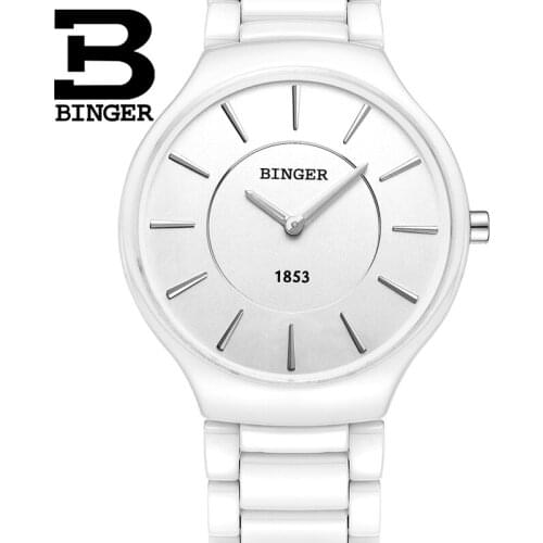 Loves Luxury Watch Ceramic Strap Men Quartz Fashion Watches Simple Casual Slim Wristwatch Relogio Masculino BINGER Gift Clock