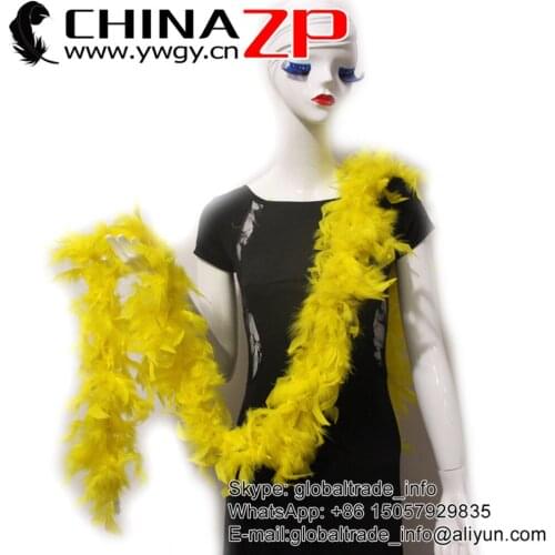 CHINAZP Factory 2yards/lot Good Quality 40G Yellow Dyed Turkey Chandelle Feather Boas
