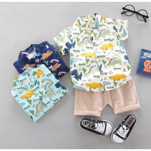 2021 Children Cotton Clothes Summer Baby Boy Short Sleeve Full Printe Shirts Pants 2Pcs/Set Infant Kid Fashion Toddler Tracksuit