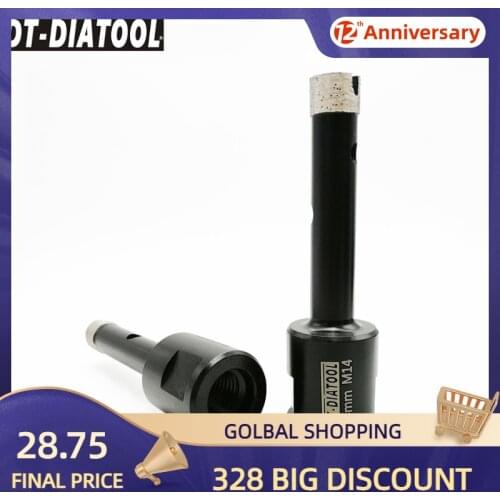 DT-DIATOOL 2pcs M14 Thread Dia14mm Wet Welded Diamond Crown Segments Drilling Bits Granite Drill Core Bits Marble Stone Hole Saw