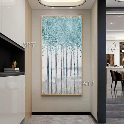 Living Room Decorative Birch Trees Oil Painting Canvas Picture Art Pure Handmade Unframed Wall Hangings Pictures Artwork