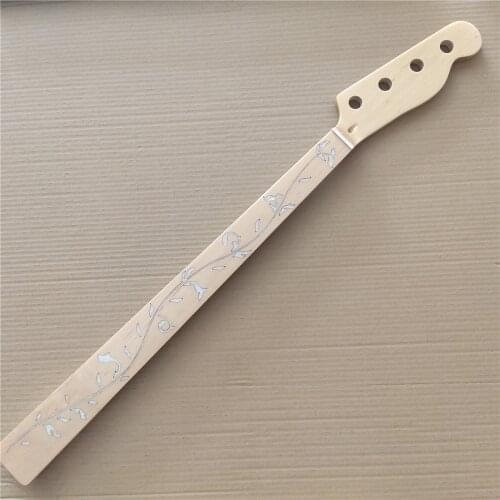 Fretless bass guitar neck 20 fret 4 string maple fingerboard vine inlay gloss for TL electreic bass neck