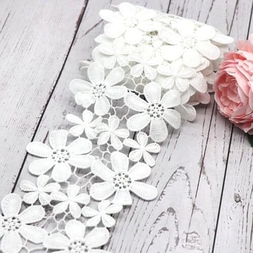 H721 Daisy Flower Lace Trim Knitting Wedding Lace Embroidered Diy Dress Fabric Handmade Patchwork Ribbon Sewing Supplies Crafts