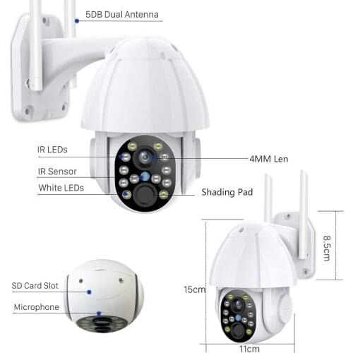 WIFI Security Camera Outdoor Video Surveillance External Protection Recorder PTZ AI Auto Tracking CCTV 4X ZOOM Color Night