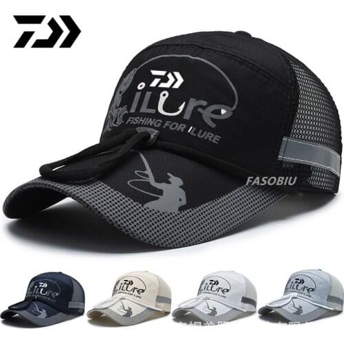 Daiwa Fishing Hat Mens Outdoor Sun Protection Sunshade Fishing Hat Sports Quick-drying Hiking Riding Hat Baseball Net Cap