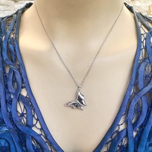 Winged Butterfly 925 Sterling Silver Necklace Women Girls Gift Jewelry Accessories Fashion Handmade Elegant Chain