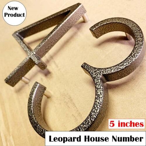 Leopard Floating House Numbers Doorplate Letters Metal Address Sign Plate Outdoor Street Door Plaque Number For Home Mailbox 0-9