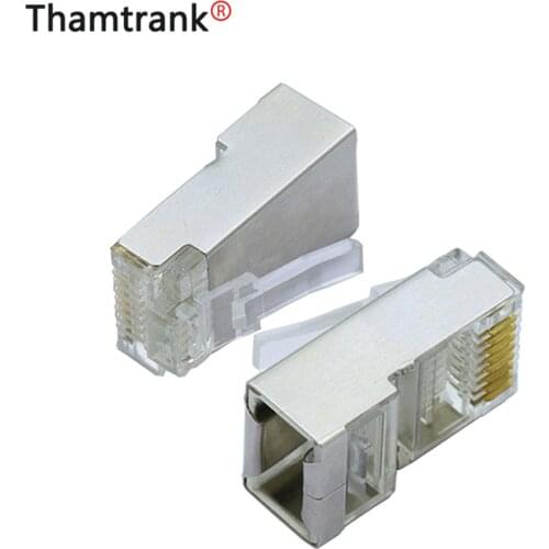 20pcs/lot 8P8C RJ45 Modular Plug Metal Shell CAT5E/CAT6 Ethernet Male Plug Network Cable Crystal Head Jack Socket