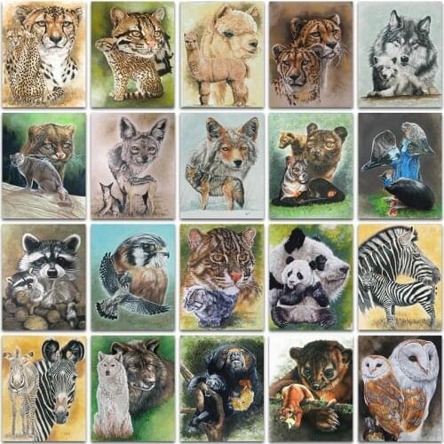 5D DIY Diamond Painting Kit Animals horse Wolf Cat Panda Owl Full Square&Round embroidery mosaic Cross stitch Paint home decor