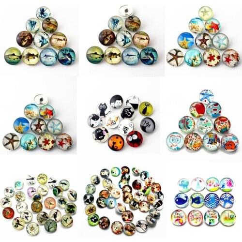 New Arrival 10pcs/lot glass fish dog cat Snaps Buttons 18mm Snaps Charms Fit Ginger Snaps Bracelets&Bangles Jewelry