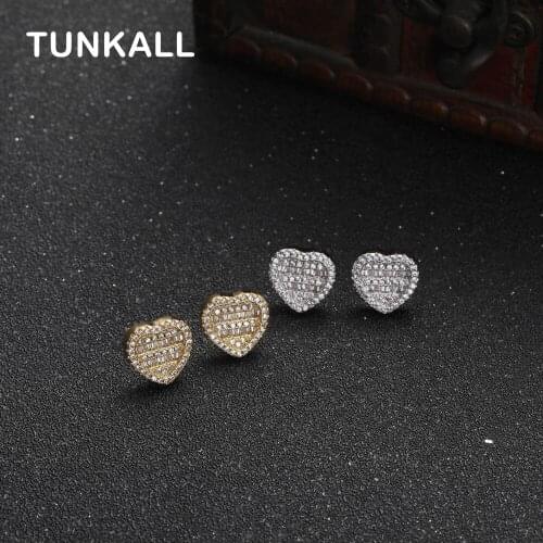 New Arrival Heart Shape Hip Hop zircon Brass Earrings Women Bling Bling Iced Out Fashion Jewelry For Party E021