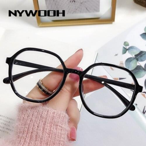 NYWOOH Anti Blue Rays Glasses Frames Women Men Vintage Computer Eyeglasses Unisex Irregular Optical Frame Fake Eyewear