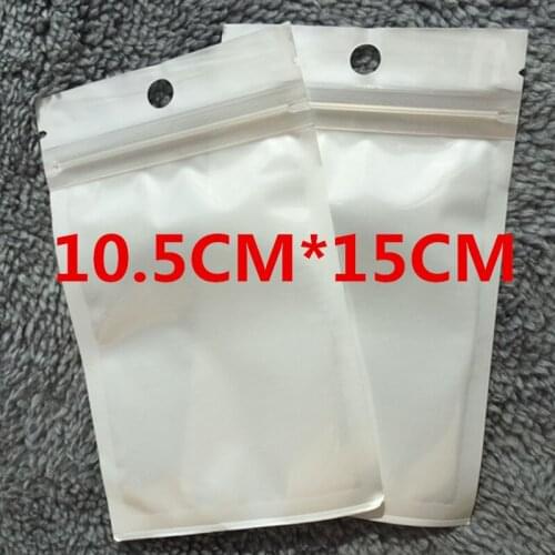 Wholesale 10.5cm*15cm White / Clear Self Seal Zipper Plastic Retail Packaging Bag, Ziplock Bag Retail Package With Hang Hole