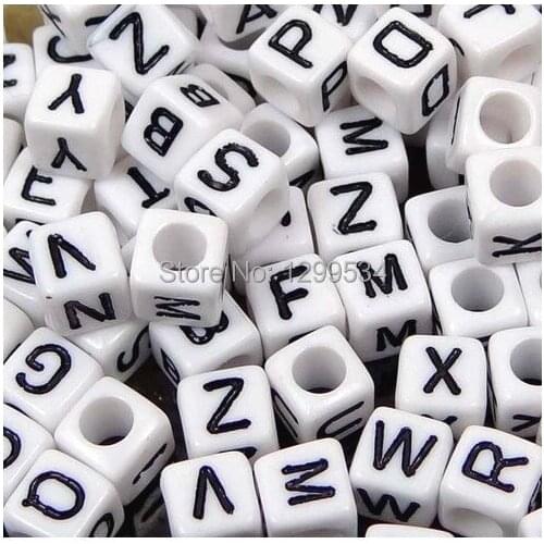 Wholesale 250pcs/lot 10*10mm Random Mixed White Acrylic Alphabet Charms Letter Beads For Jewelry Making Craft DIY Beads