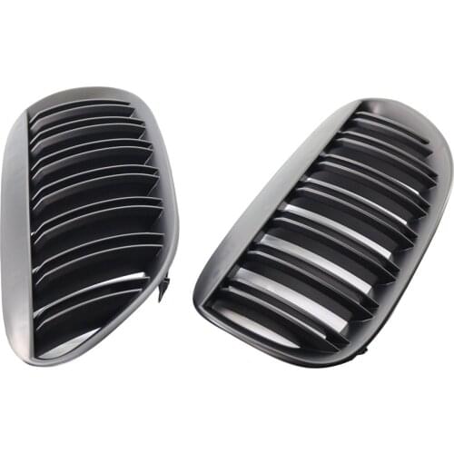 Black Double Slats Front Kidney Grille Mesh Grill Replaces for BMW E63