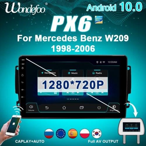 PX6 2 din car radio android 10 with screen For Mercedes Benz CLK W209 C209 W168 W203 W463 Viano Vaneo Vito 1998-2006 Multimedia