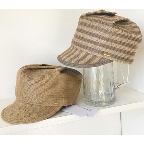 New Women Summer Hats Wide Brim Visor Straw Cap Striped Fashion Foldable Sun Hat Ladies Outdoor Derby Beach Hat UV Protected Hat