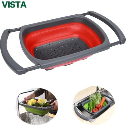 Myvit Collapsible Colanders Kitchen Strainer Basket Drain Folding Baskets Fruit Vegetable Foldable Draining Basket Kitchen Tools