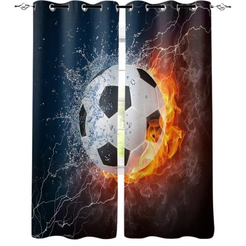 Soccer Football Game Modern Blackout Curtains For Living Room Bedroom Window Treatment Blinds Drapes Kitchen Curtains