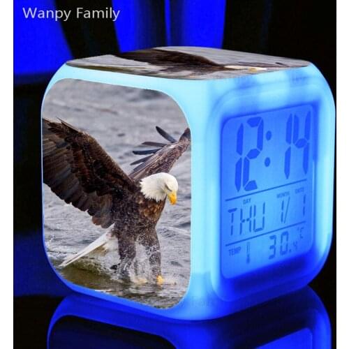Raptor Falcon LED Alarm Clock 7 Color Glowing Digital Alarm Clock Kids Gift Multifunction Desktop Electronic Watches Clock