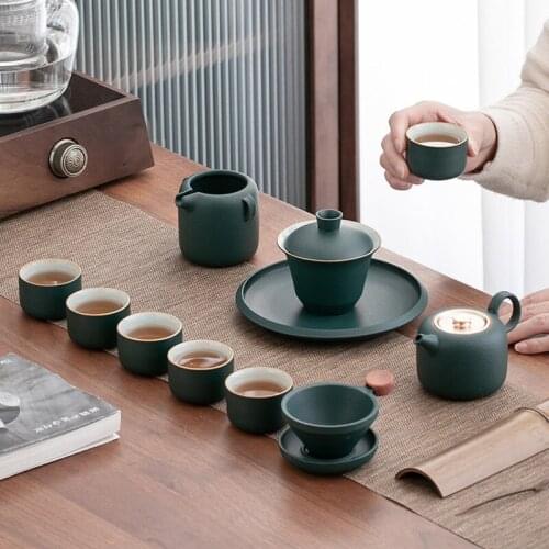 Heat resistant ceramic kungfu tea set simple living room home decoration accessories fashion high-end business gift box