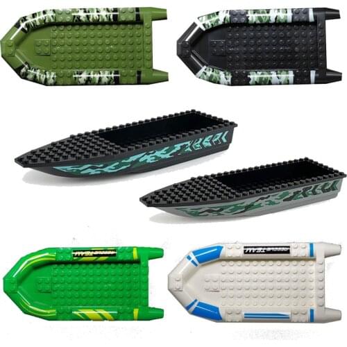 Military series WW2 army inflatable boat speed boat MOC Scene accessories Building Blocks Bricks Toys Gifts