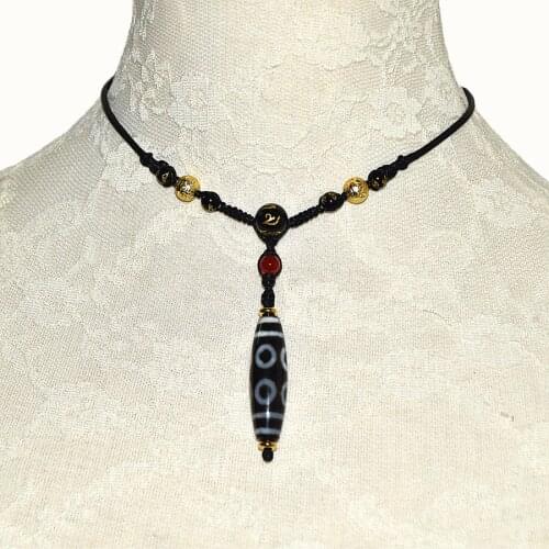 Ladies Features Woven Agate Pendant adjustable Necklace Agate 12*39mm Tibet 8 eyes DZI ladies pendant necklace Free Shipping