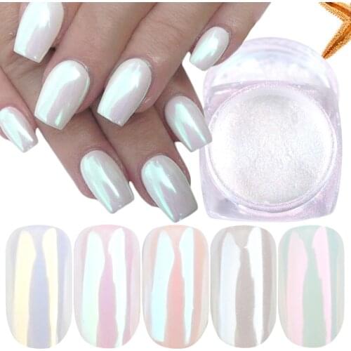 1g Pearl Powder Nail Art Glitter Mirror Mermaid Effect Chrome Pigment UV Gel Polish Shimmer Dip Dust DIY Nails Decor LAB01-07-2