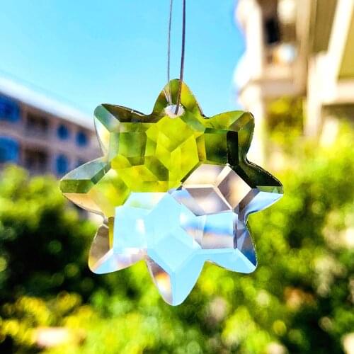 1PC Snowflake Crystal Prism Chandelier Crystals Pendant Suncatcher DIY Window Hanging Ornament Glass Clear Flower Crystal 37mm