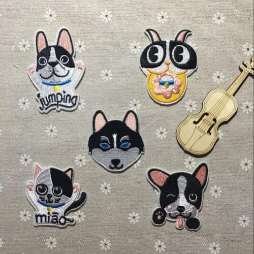 100pcs/lot Embroidery Patch dog puppy animal Clothing Decoration Backpack sewing Accessories Diy Iron Heat Transfer Applique