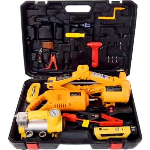 12V 6in1 Car Electric Jack Built-in Flash LED Light with Impact Wrench & Air pump &Wireless Remote Control &Jump Starter QZ025