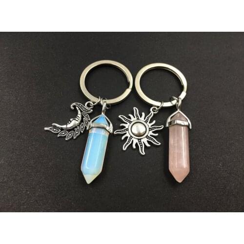 2pcs Sun and Moon Crystal Keychain,friendship Keychain for 2,bff Keychain,best Friends Keychain,Couples Keychain