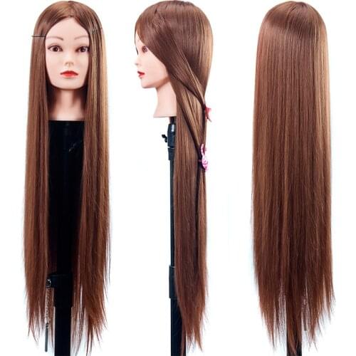 30 Inches Training Head Hairdressing Dolls Head Very Long Hair Female Mannequin Hairdressing Styling Professional Synthetic Hair