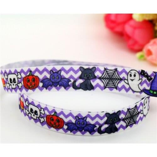 5/8'' Free shipping Fold Elastic band halloween printed FOE headband headwear hairband decoration wholesale OEM S552