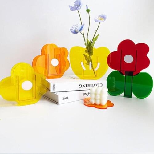 Acrylic Flower Vase Cute Tulip Flowers Tabletop Vase For Decoracion Hogar Moderno Декор Комнаты Vases For Wedding Decor