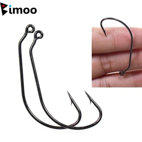 50PCS High Carbon Steel Inline Worm Hook Bass Fishing Jig Hook Caroline Taxas Rig Fish Hooks