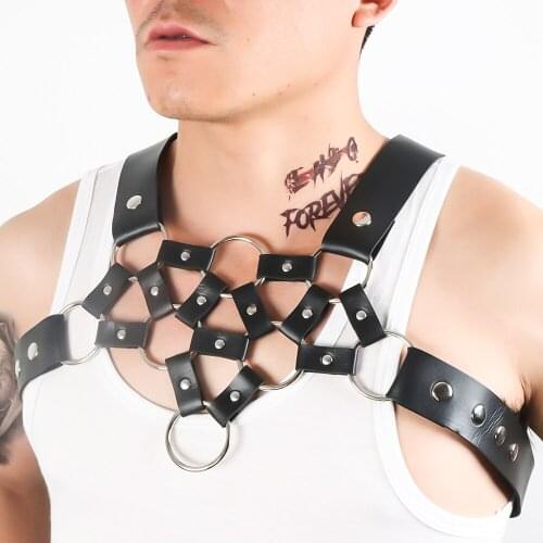 Gay Harness Belts Punk Gothic Bdsm Men Faux Leather Chest Body Straps Bondage Male Erotic Harness Suspenders Party Accessories